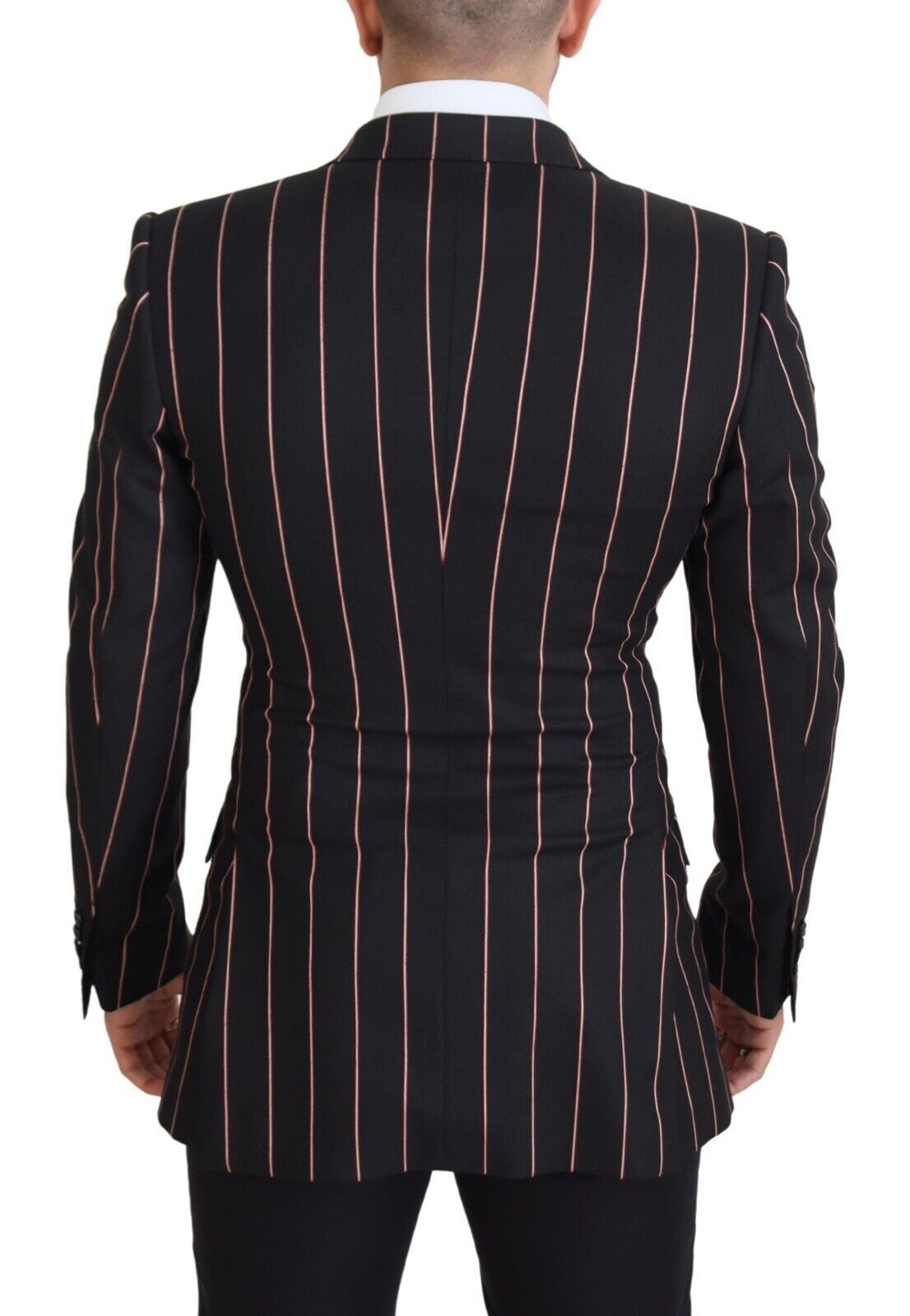 Dolce &amp; Gabbana Black Stripes Viscose Double Breasted Blazer