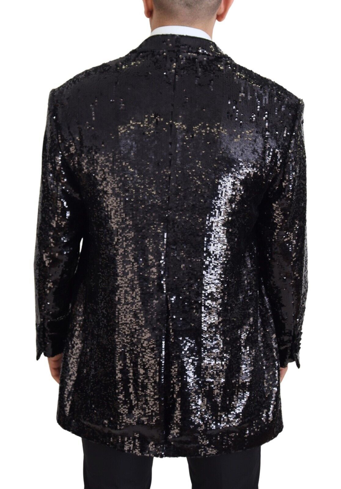 Dolce &amp; Gabbana Black Sequined Cow Pattern Nylon Blazer