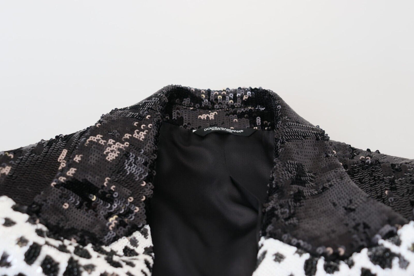 Dolce &amp; Gabbana Black Sequined Cow Pattern Nylon Blazer