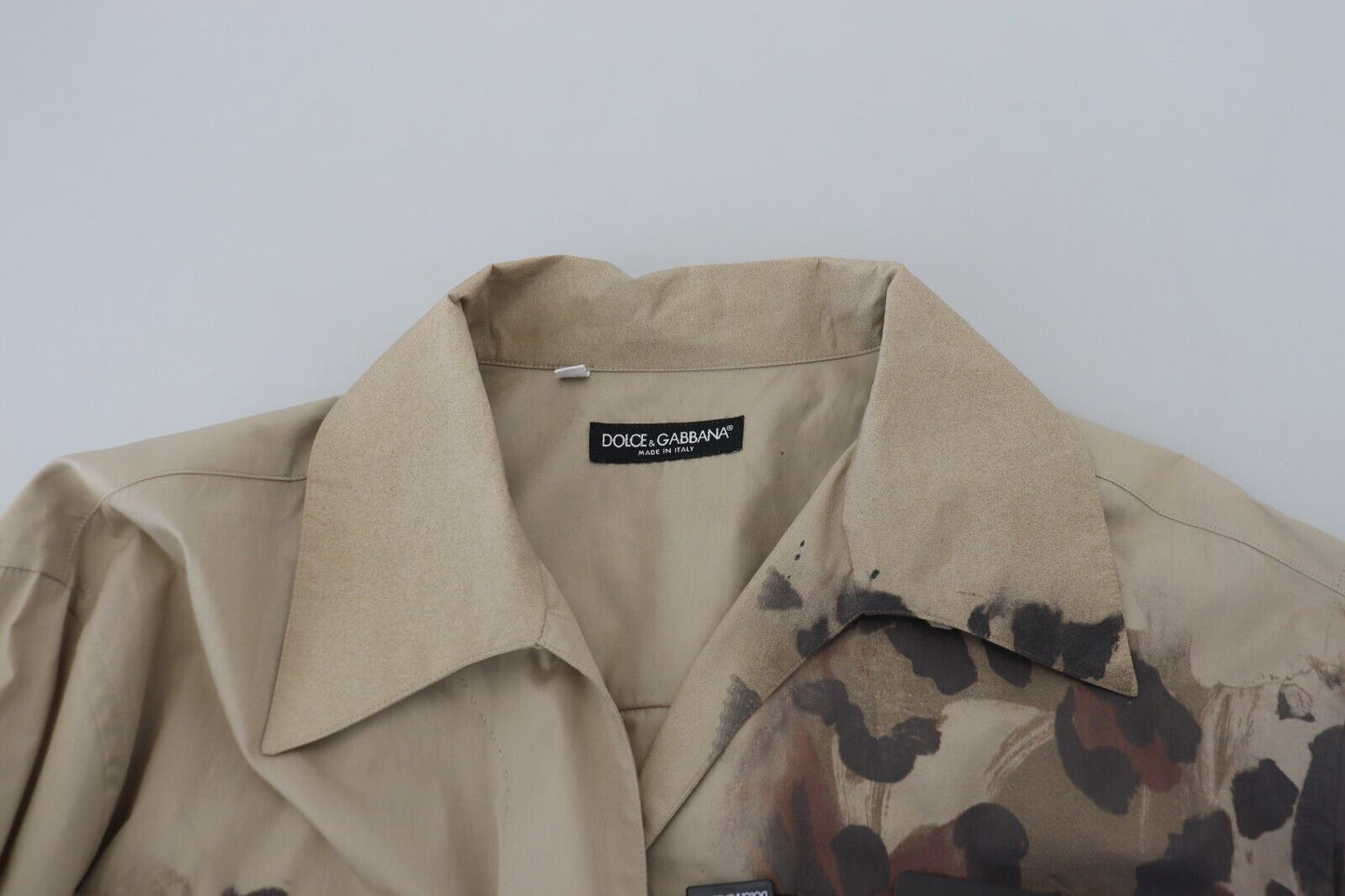 Dolce &amp; Gabbana Beige Baumwoll-Button-Down-Freizeithemd