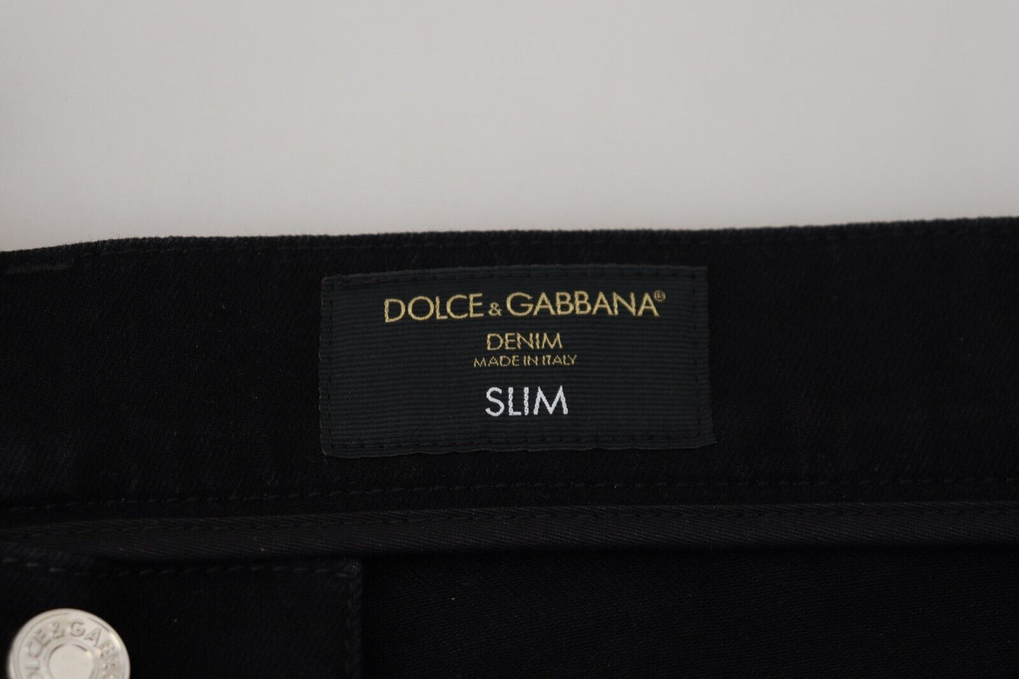 Dolce &amp; Gabbana Elegante schwarze Goldstaub-Jeans