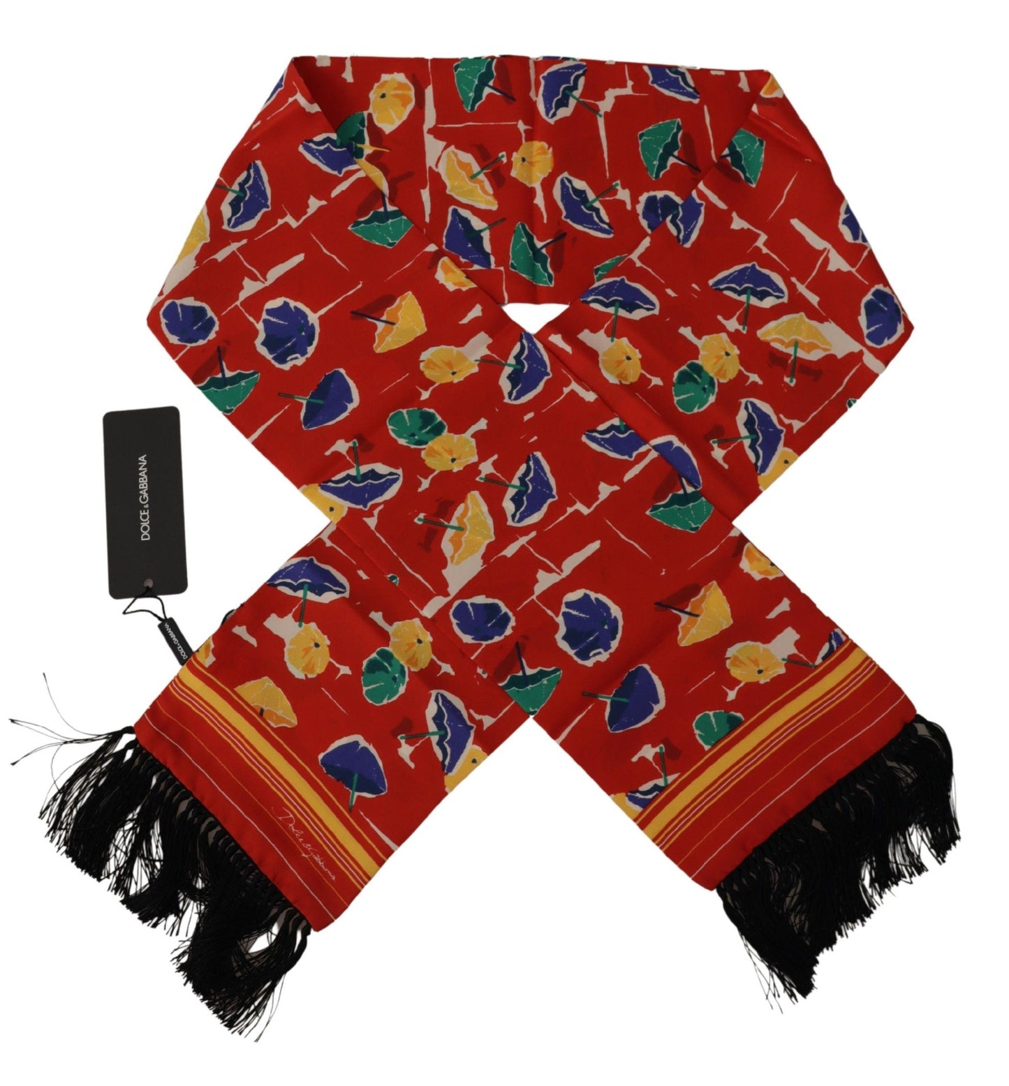 Dolce &amp; Gabbana Multicolor DG Umbrellas Print Shawl Fringe Scarf