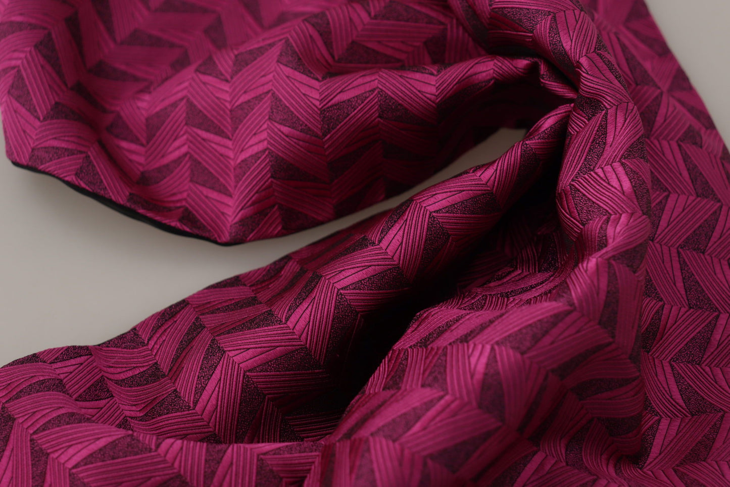 Dolce &amp; Gabbana Magenta Geometric Patterned Shawl Fringe Silk Scarf