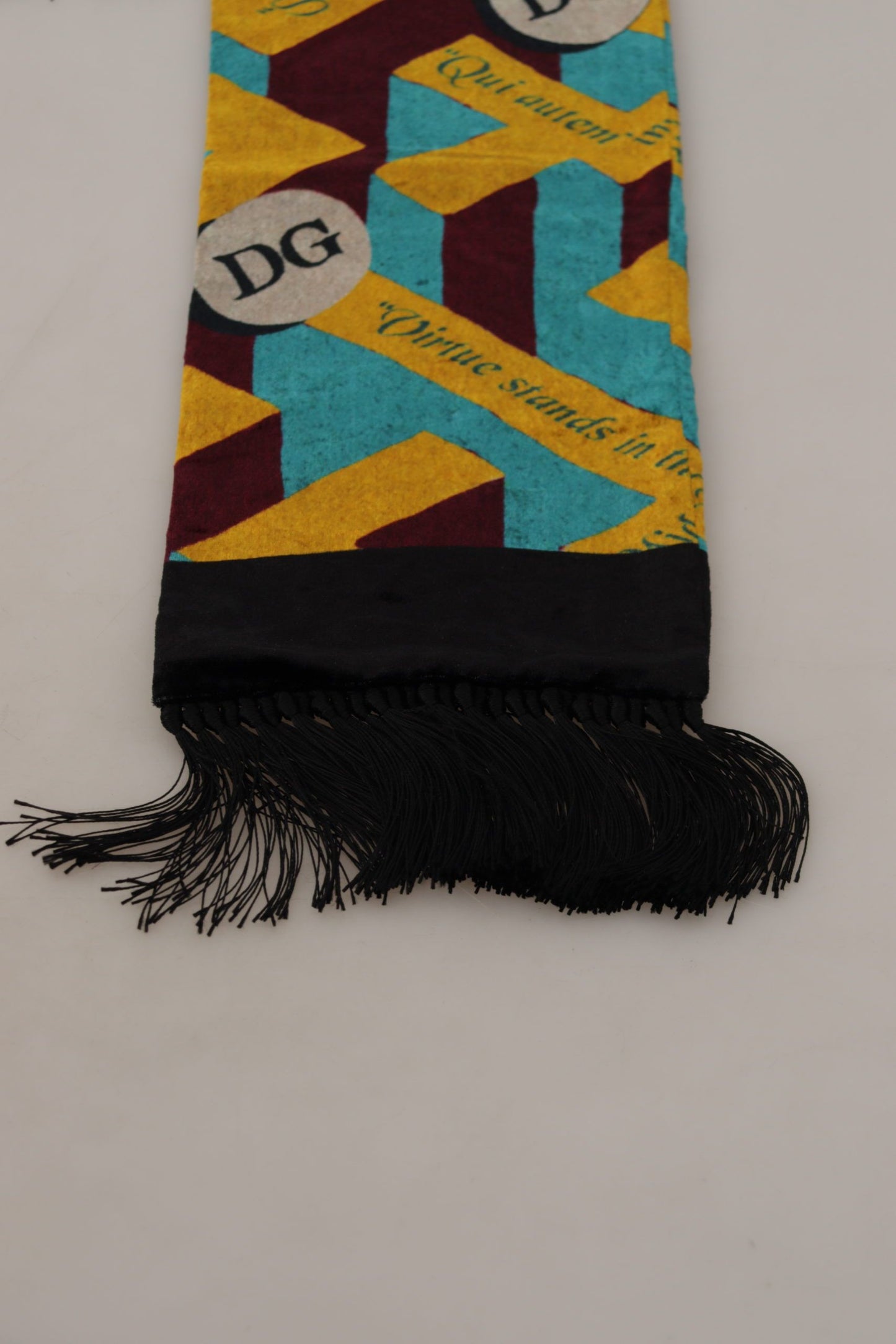 Dolce &amp; Gabbana Multicolor DG Logo Print Shawl Wrap Fringe Scarf