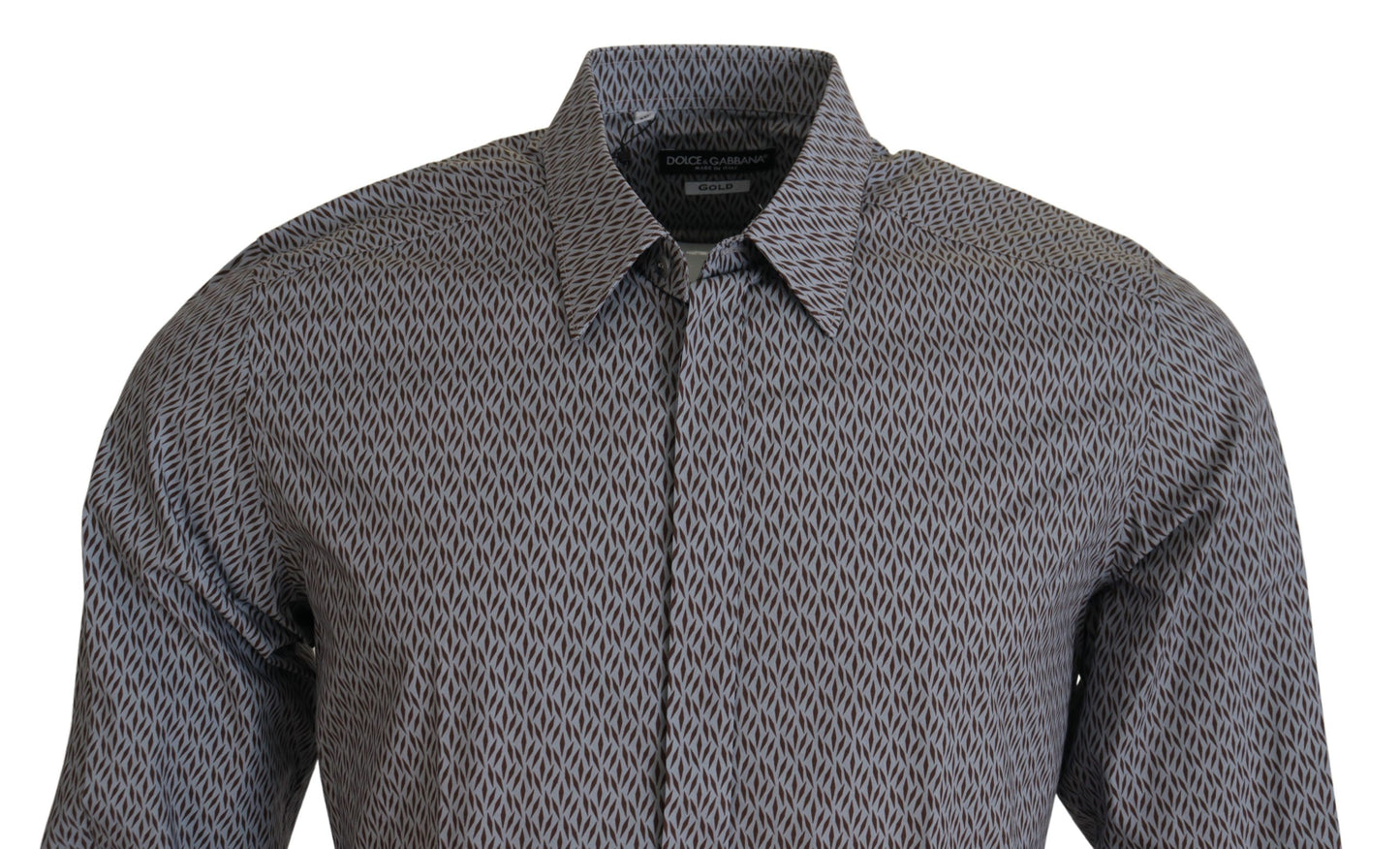 Dolce &amp; Gabbana Gray Brown GOLD Slim Fit Dress Formal Shirt