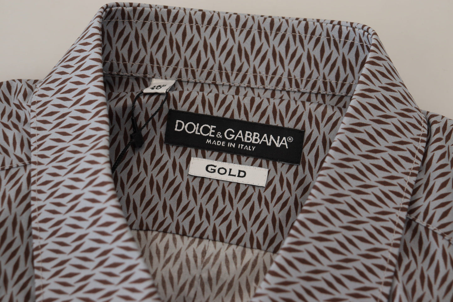 Dolce &amp; Gabbana Gray Brown GOLD Slim Fit Dress Formal Shirt