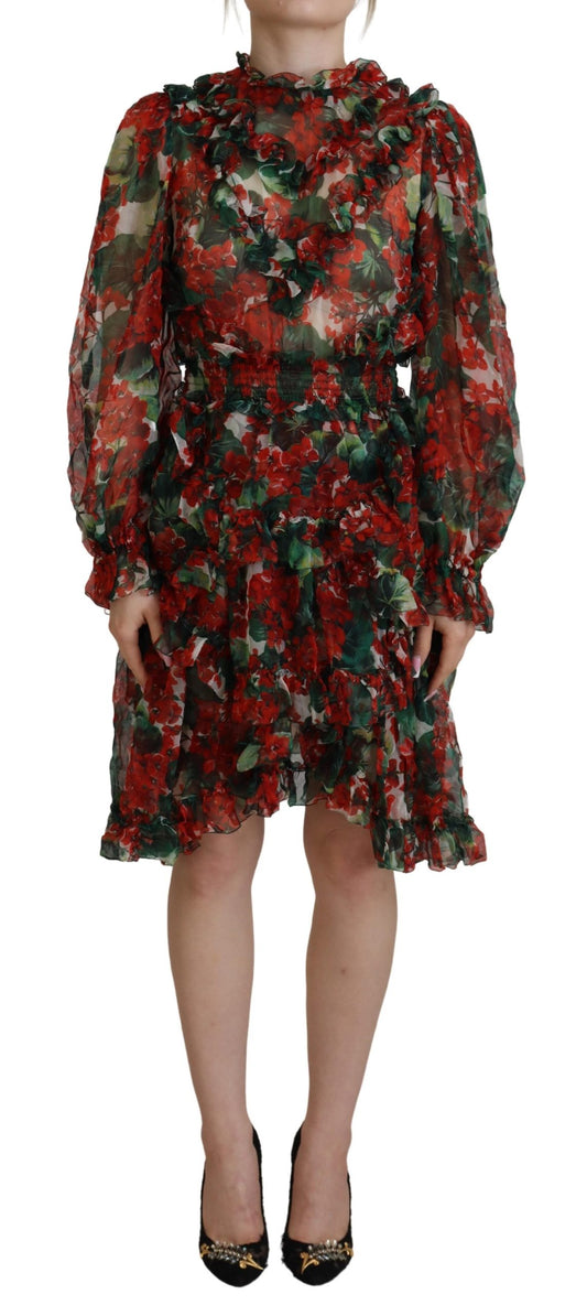 Dolce &amp; Gabbana Multicolor Geranium A-line Knee Length Dress