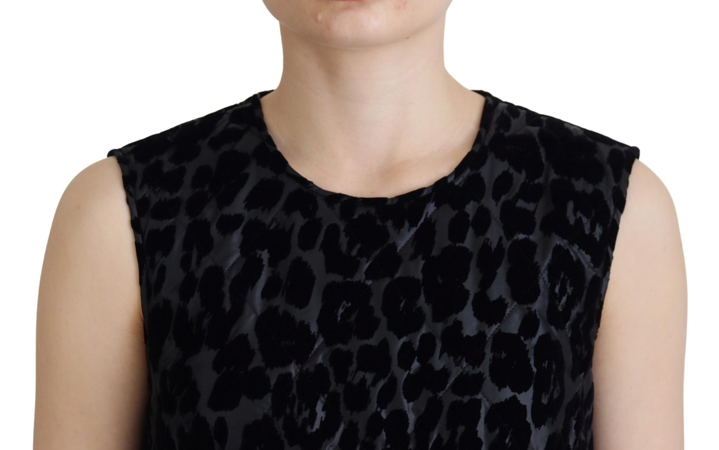 Dolce &amp; Gabbana Black Leopard Shift Mini Polyester Dress