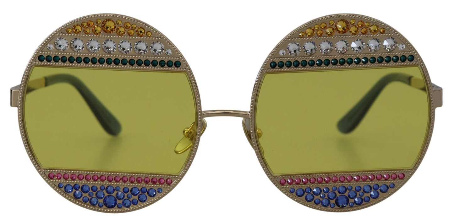 Dolce &amp; Gabbana Gold Oval Metal Crystals Shades DG2209B Sunglasses