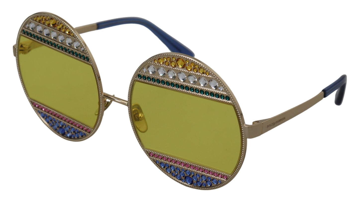 Dolce &amp; Gabbana Gold Oval Metal Crystals Shades DG2209B Sunglasses