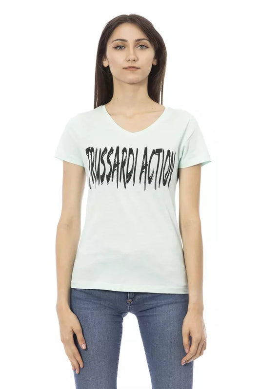 Trussardi Action Light Blue Cotton Tops &amp; T-Shirts