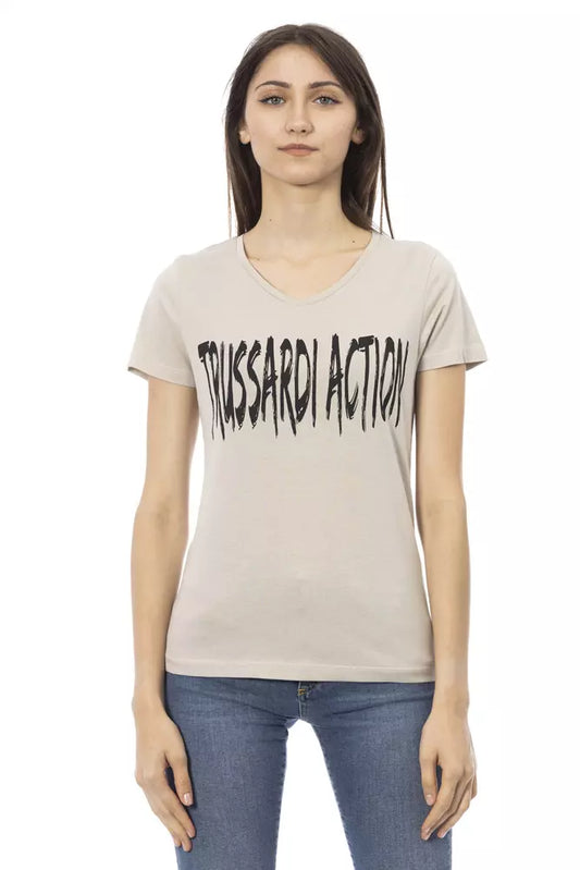 Trussardi Action Beige Cotton Tops &amp; T-Shirts