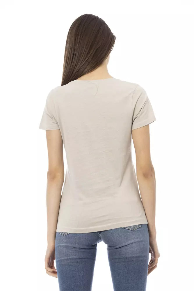 Trussardi Action Beige Cotton Tops &amp; T-Shirts