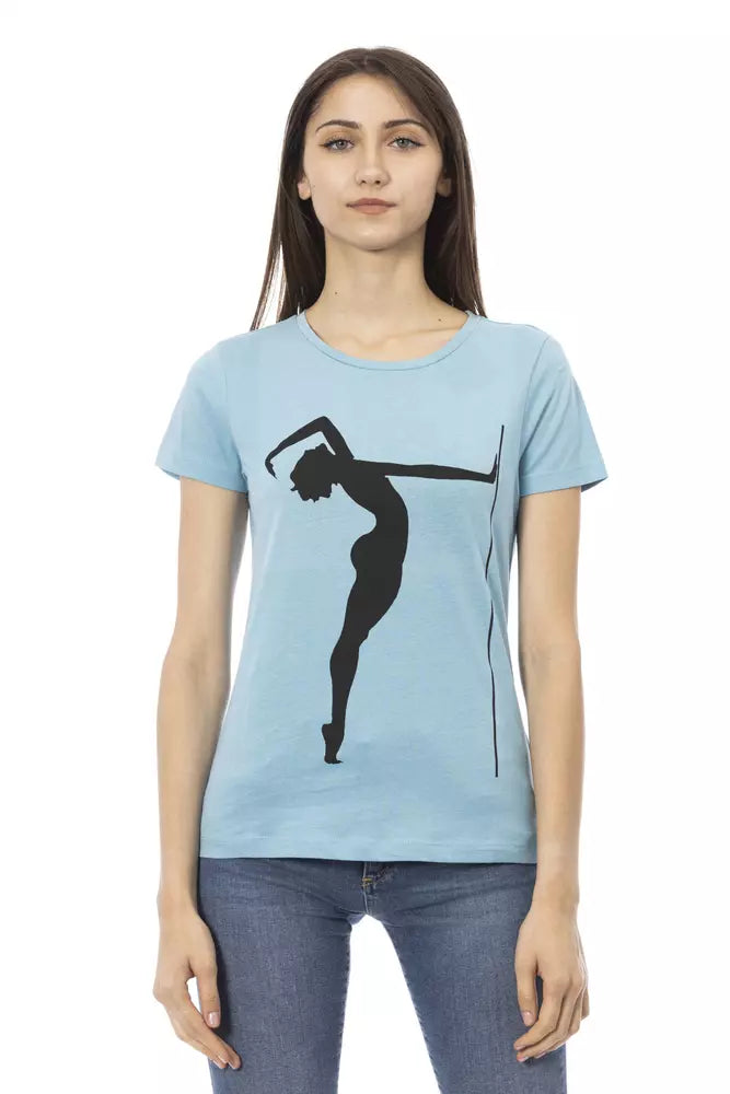 Trussardi Action Light Blue Cotton Tops &amp; T-Shirts