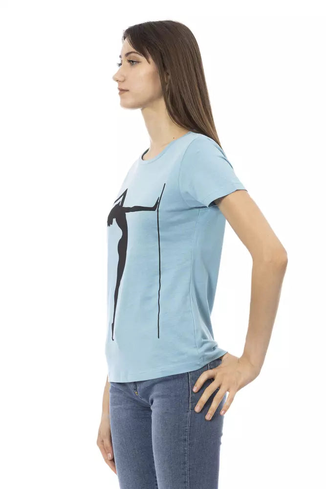 Trussardi Action Light Blue Cotton Tops &amp; T-Shirts