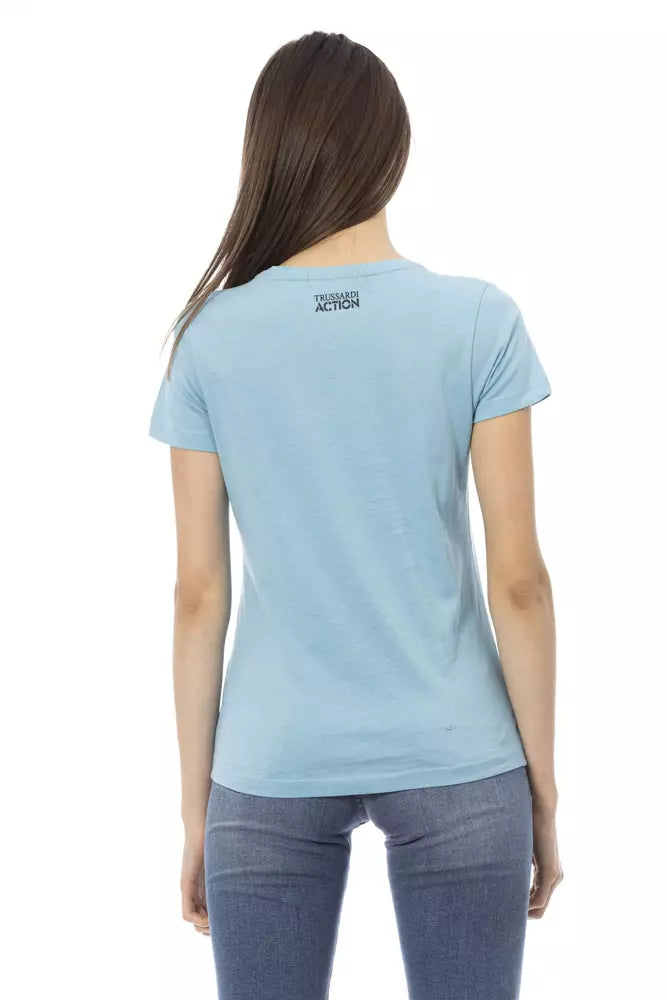 Trussardi Action Light Blue Cotton Tops &amp; T-Shirts