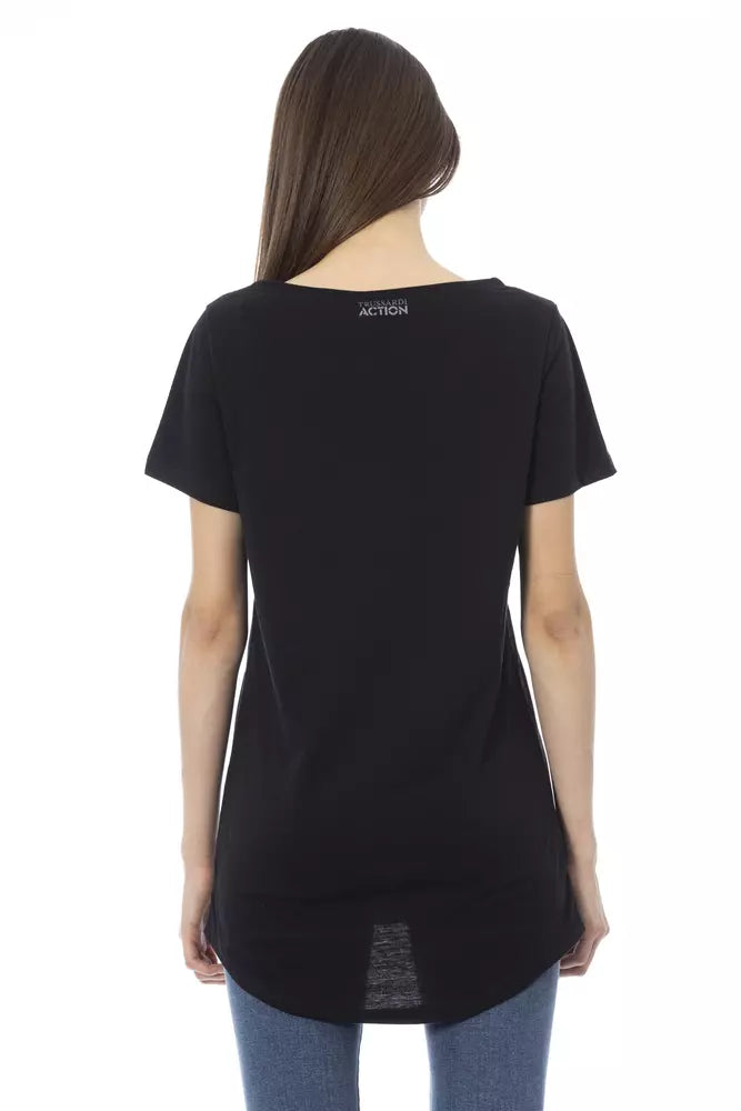 Trussardi Action Black Cotton Tops &amp; T-Shirts