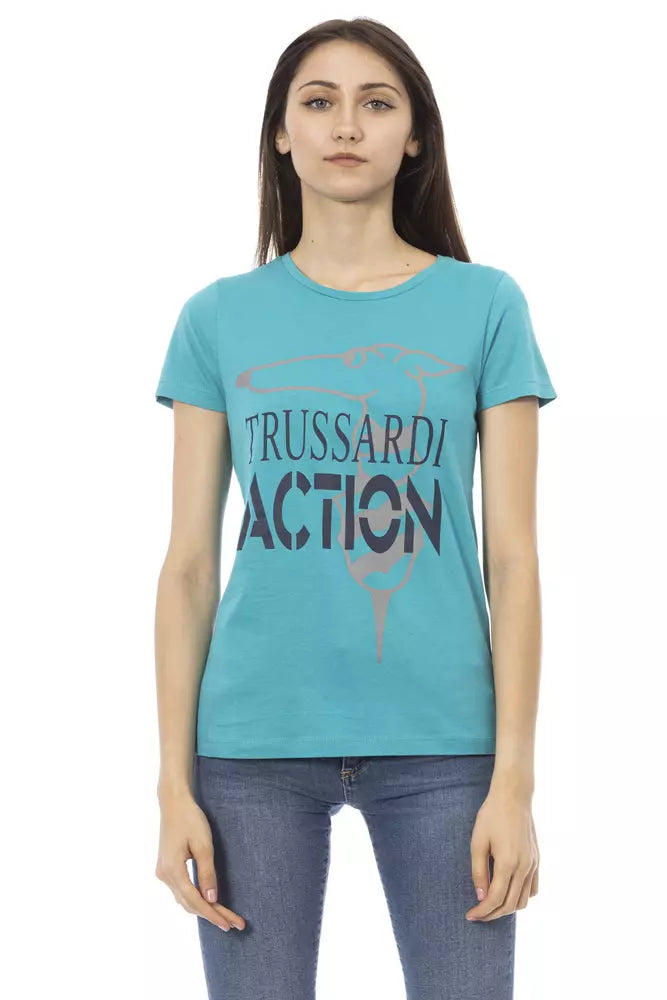 Trussardi Action Light Blue Cotton Tops &amp; T-Shirts