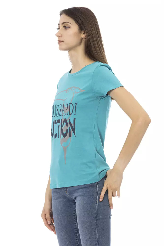 Trussardi Action Light Blue Cotton Tops &amp; T-Shirts