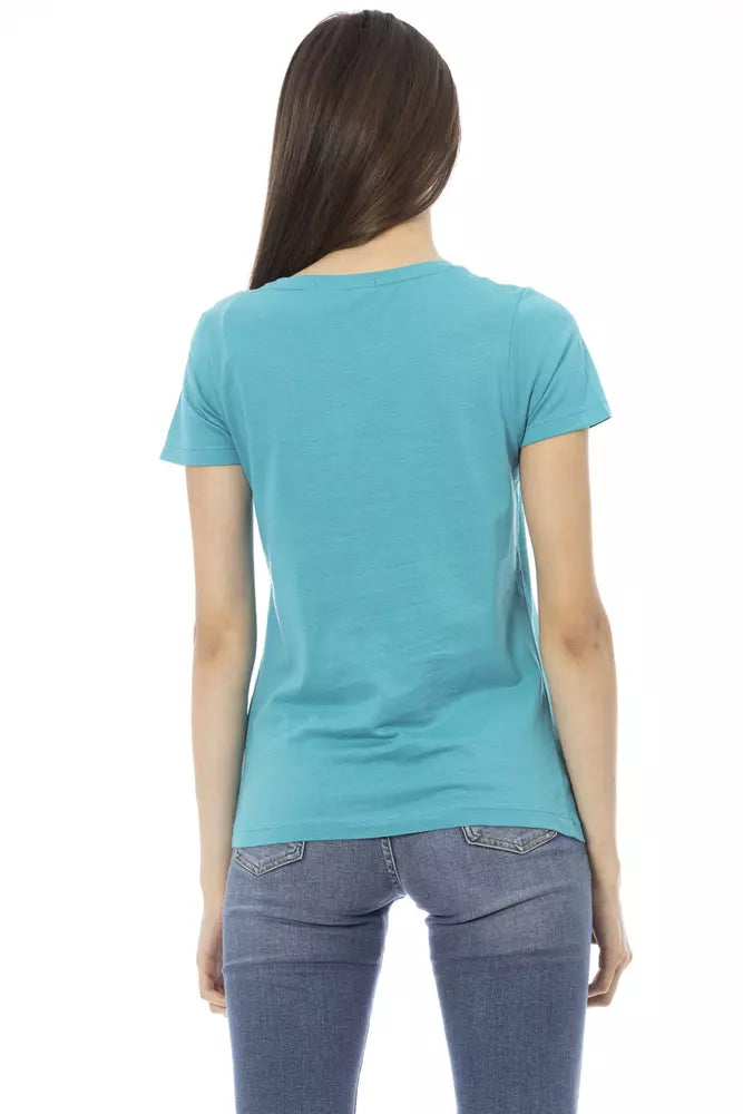 Trussardi Action Light Blue Cotton Tops &amp; T-Shirts