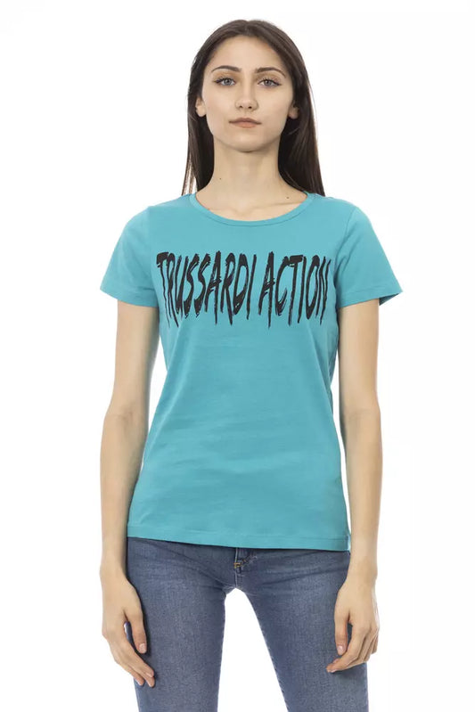 Trussardi Action Light Blue Cotton Tops &amp; T-Shirts