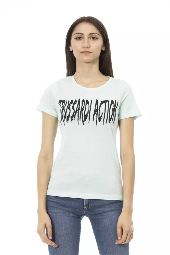 Trussardi Action Light Blue Cotton Tops &amp; T-Shirts