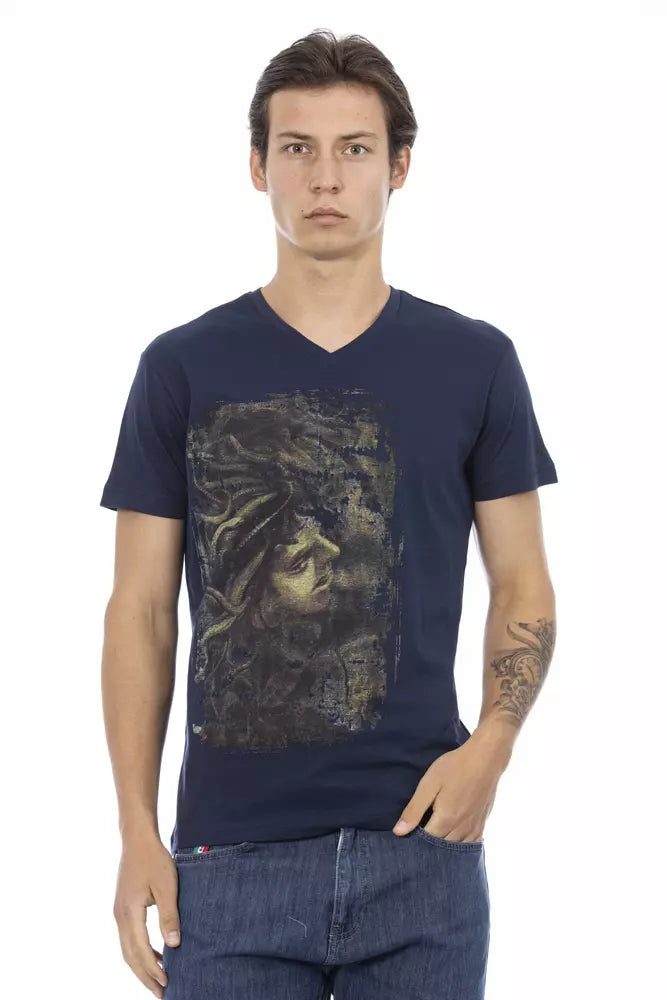 Trussardi Action V-Ausschnitt Kurzarm T-Shirt in stilvollem Blau