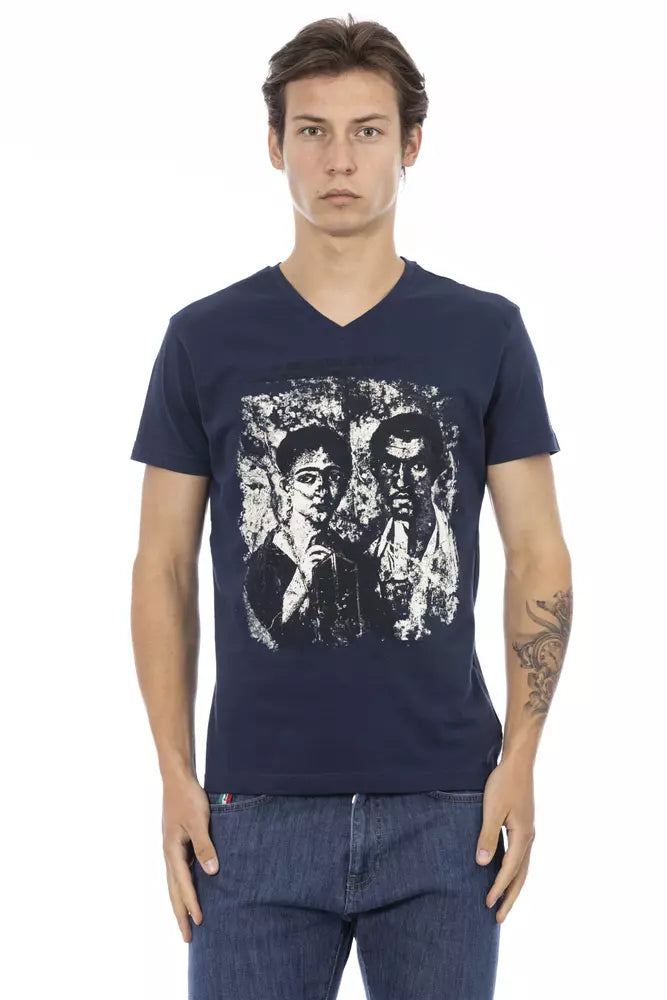 Trussardi Action Chic T-Shirt aus Baumwollmischung mit V-Ausschnitt