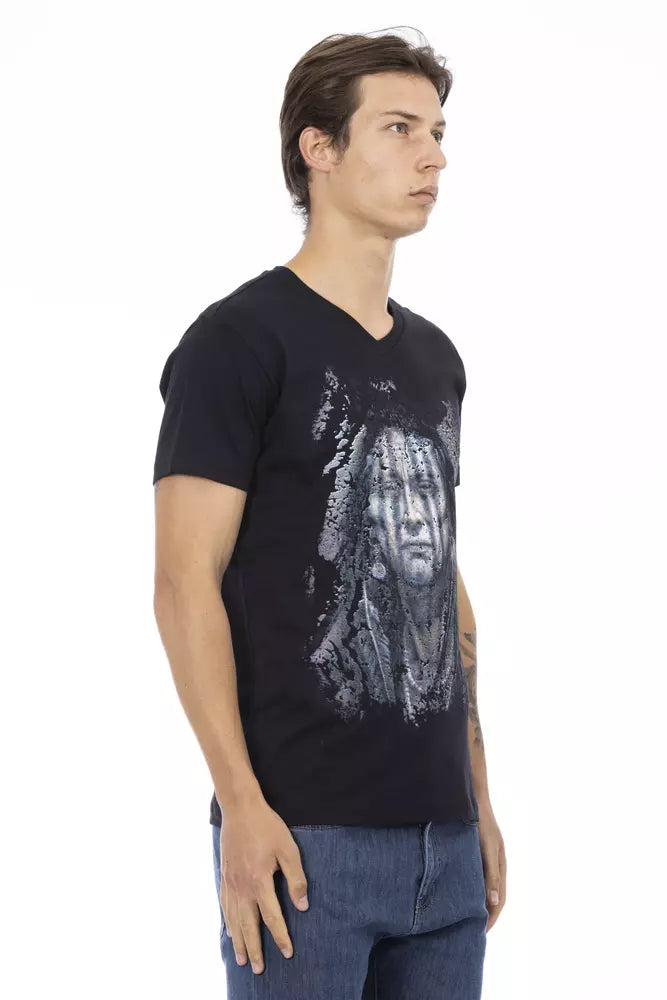 Trussardi Action Elegantes T-Shirt mit V-Ausschnitt und Frontdruck