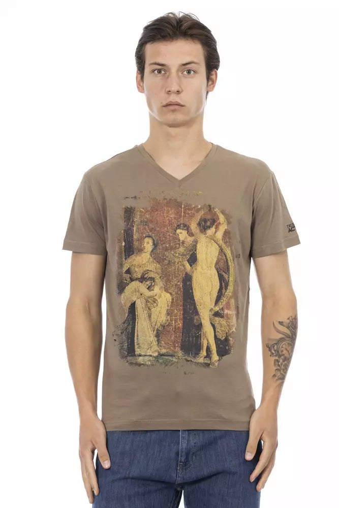 Trussardi Action Elegantes T-Shirt mit V-Ausschnitt und schickem Frontdruck