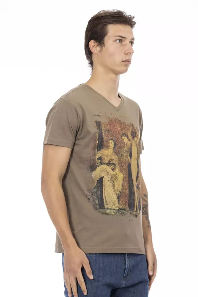 Trussardi Action Elegantes T-Shirt mit V-Ausschnitt und schickem Frontdruck