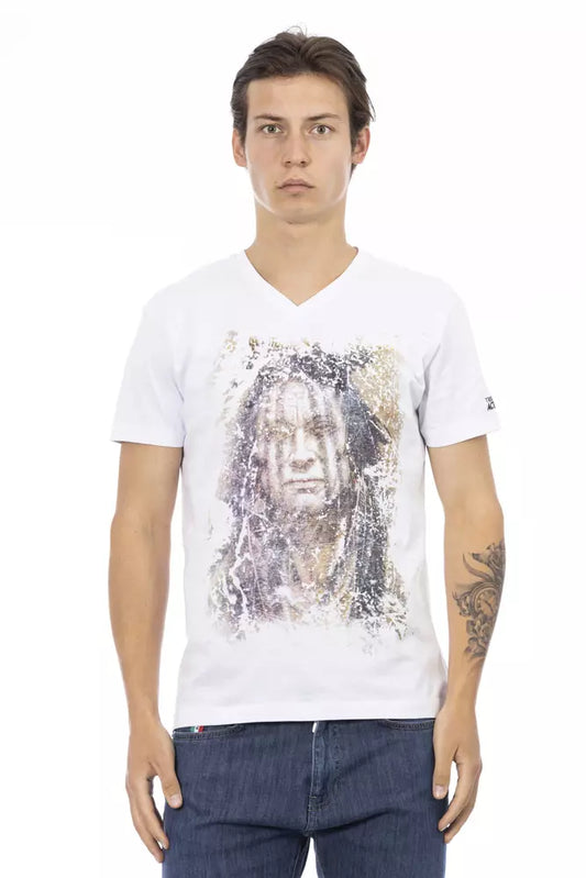 Trussardi Action Elegantes T-Shirt mit V-Ausschnitt und schickem Frontdruck