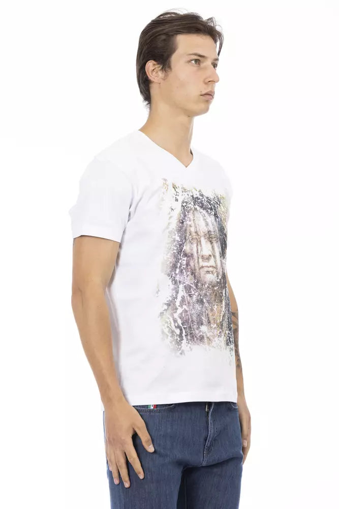 Trussardi Action Elegantes T-Shirt mit V-Ausschnitt und schickem Frontdruck