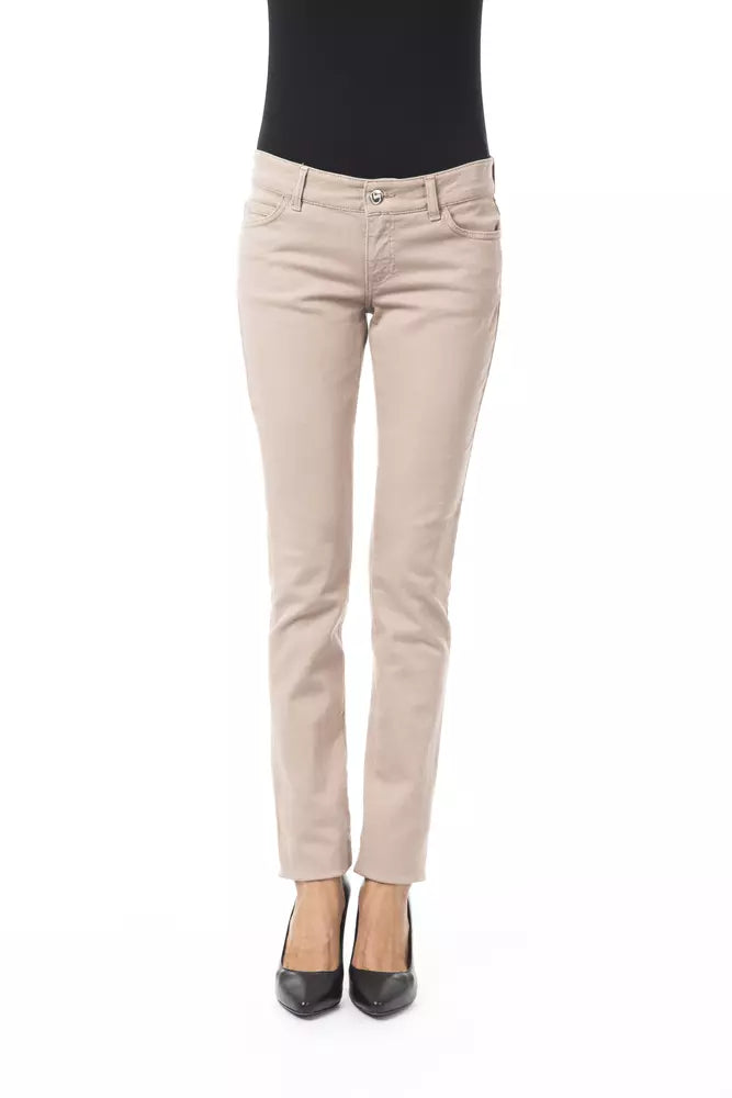 BYBLOS Elegante beige Slim-Fit-Hose mit einzigartigem Kettendetail