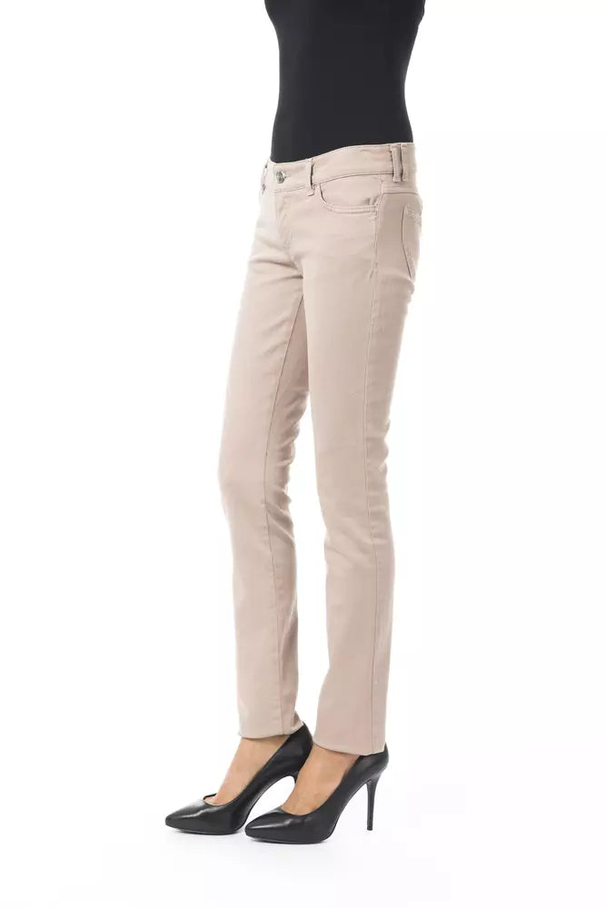 BYBLOS Elegante beige Slim-Fit-Hose mit einzigartigem Kettendetail