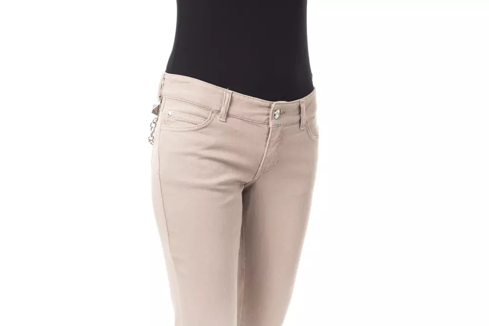 BYBLOS Elegante beige Slim-Fit-Hose mit einzigartigem Kettendetail