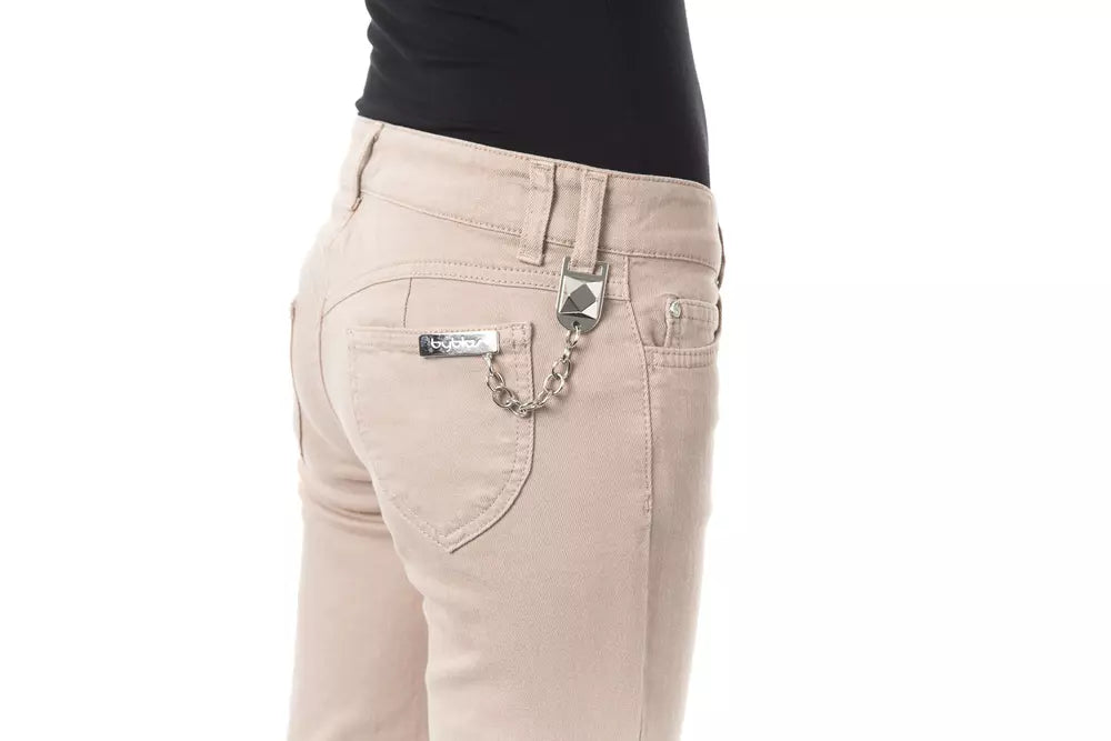 BYBLOS Elegante beige Slim-Fit-Hose mit einzigartigem Kettendetail