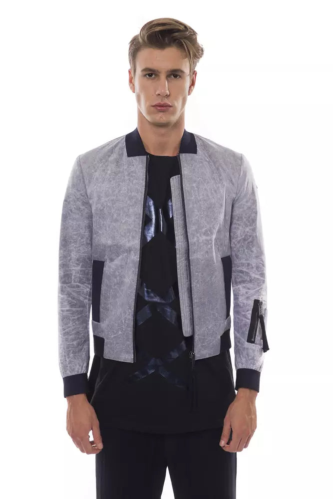 Nicolo Tonetto Gray Polyester Men Bomber Jacket