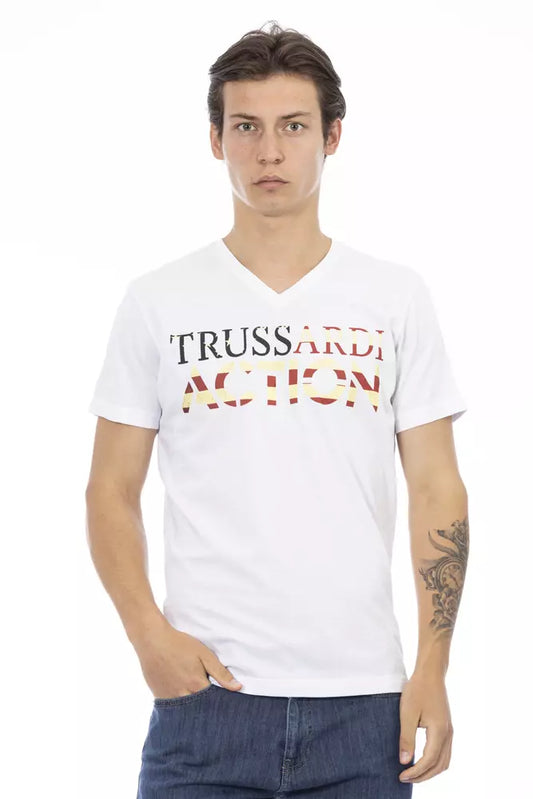 Trussardi Action Elegantes T-Shirt mit V-Ausschnitt und schickem Frontdruck