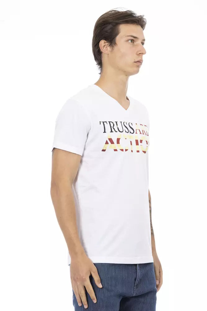 Trussardi Action Elegantes T-Shirt mit V-Ausschnitt und schickem Frontdruck