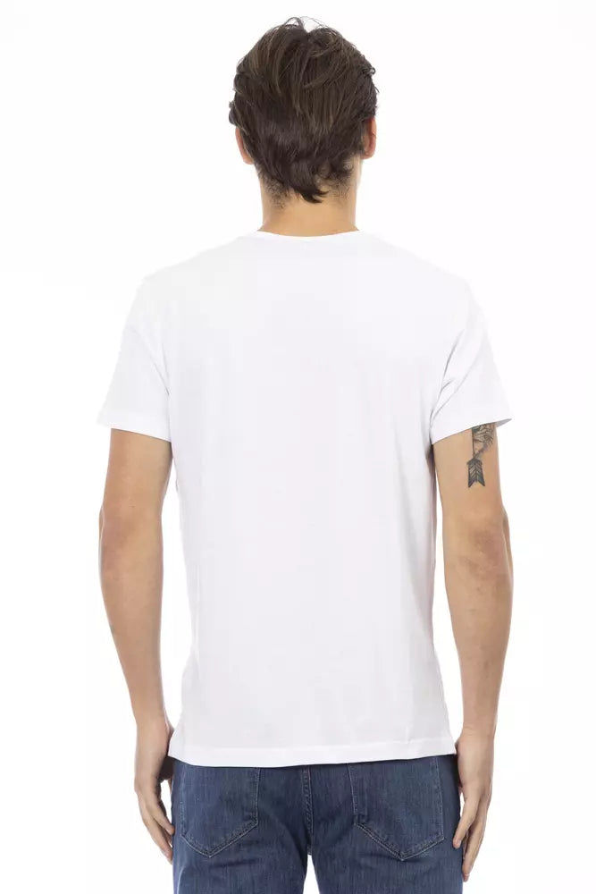 Trussardi Action Elegantes T-Shirt mit V-Ausschnitt und schickem Frontdruck