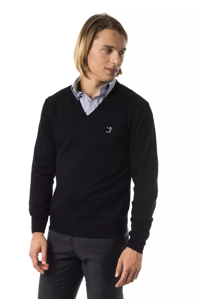 Herrenpullover aus schwarzer Merinowolle von Uominitaliani