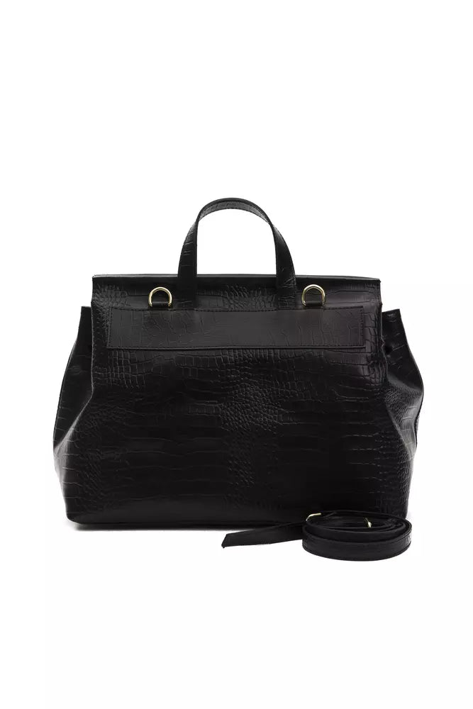 Pompeii Donatella Black Leather Handbag