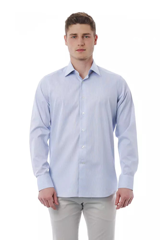 Bagutta Light Blue Cotton Men Shirt