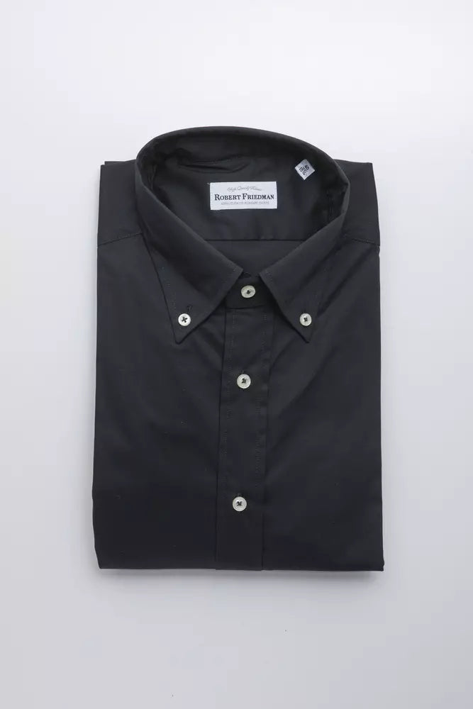 Elegantes schwarzes Button-Down-Hemd von Robert Friedman