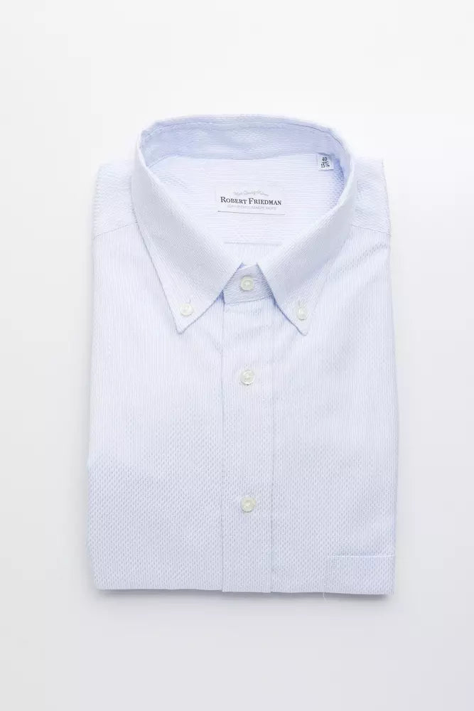 Robert Friedman Elegantes hellblaues Button-Down-Hemd aus Baumwolle