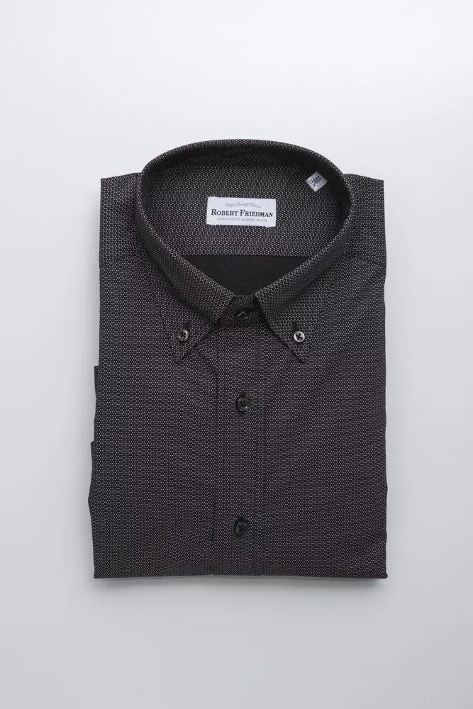 Robert Friedman Elegantes Button-Down-Hemd aus Baumwolle in Schwarz