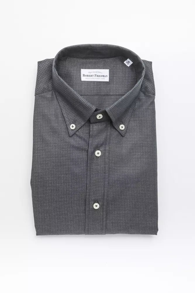 Robert Friedman Schickes grünes Button-Down-Hemd in normaler Passform