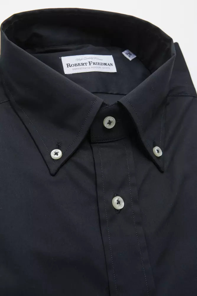 Elegantes schwarzes Button-Down-Hemd von Robert Friedman