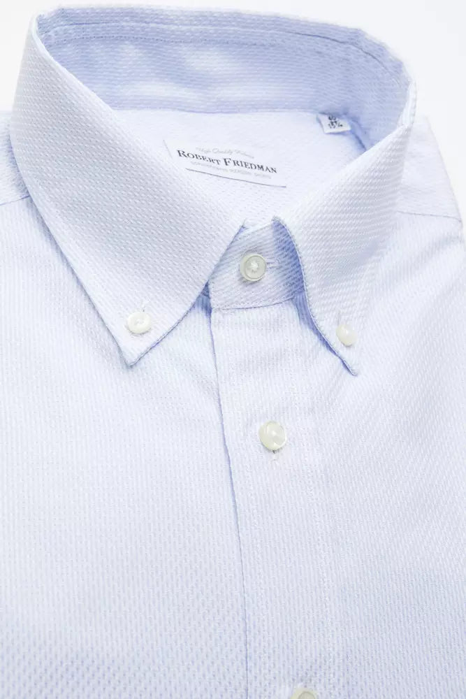 Robert Friedman Elegantes hellblaues Button-Down-Hemd aus Baumwolle